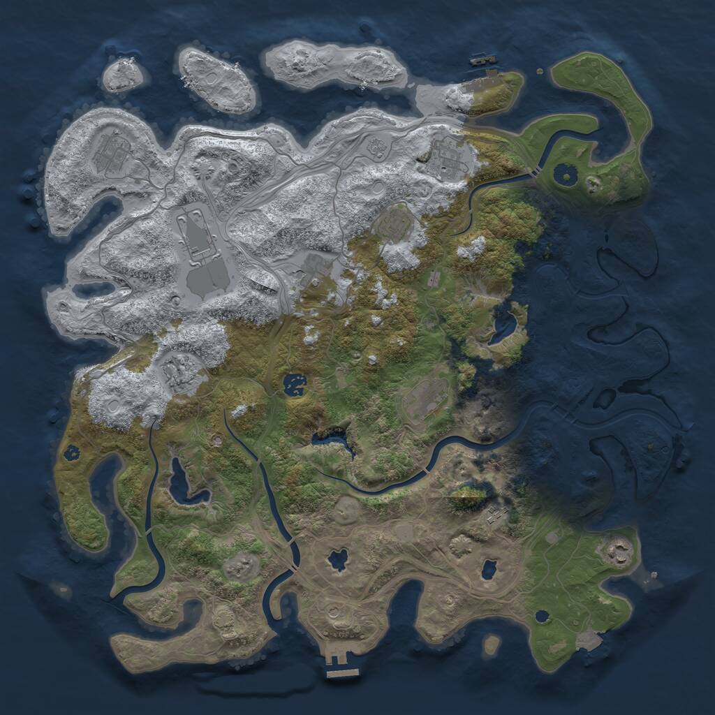 Rust Map: Procedural Map, Size: 4500, Seed: 31071976, 16 Monuments
