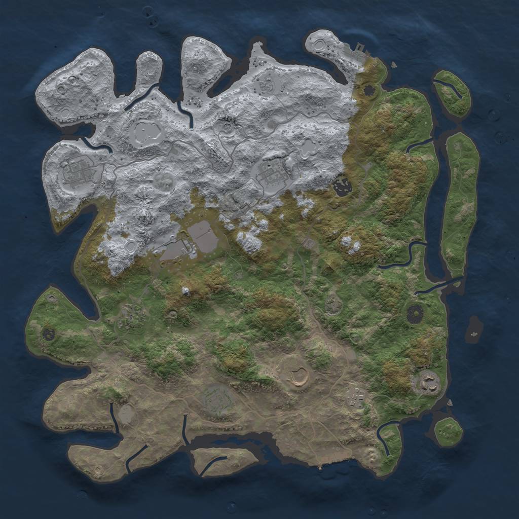 Rust Map: Procedural Map, Size: 4200, Seed: 146312655, 17 Monuments