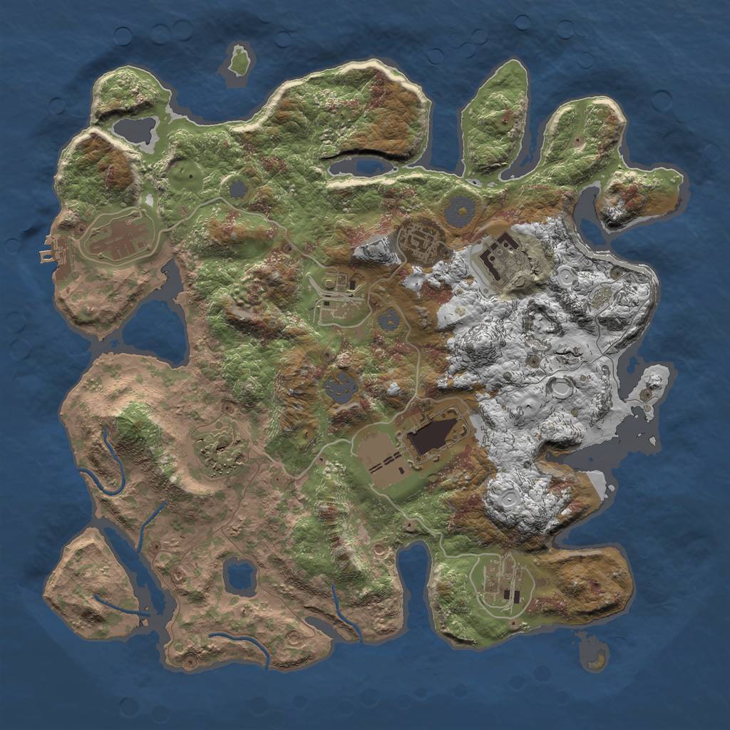 Rust Map: Procedural Map, Size: 3500, Seed: 450261061, 13 Monuments