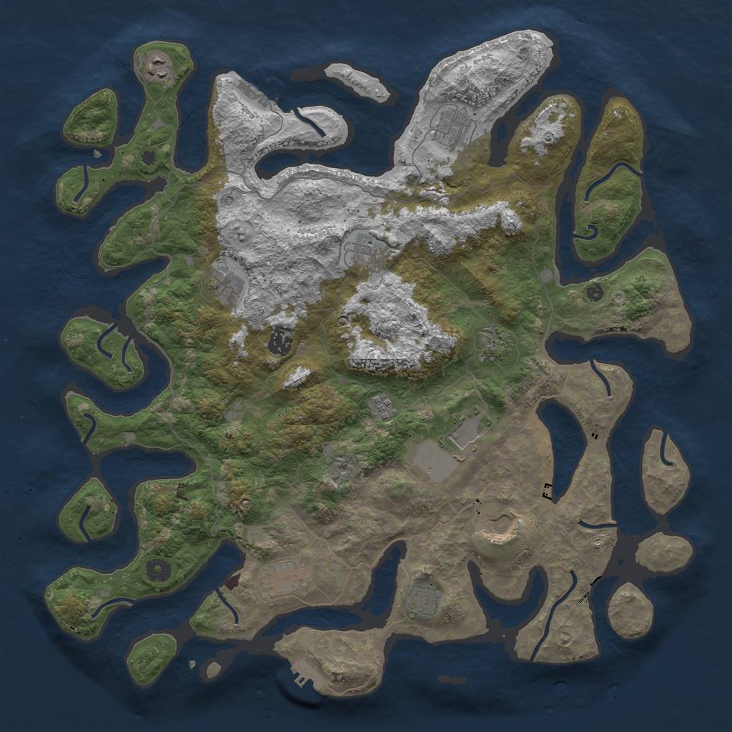 Rust Map: Procedural Map, Size: 4500, Seed: 687424649, 16 Monuments