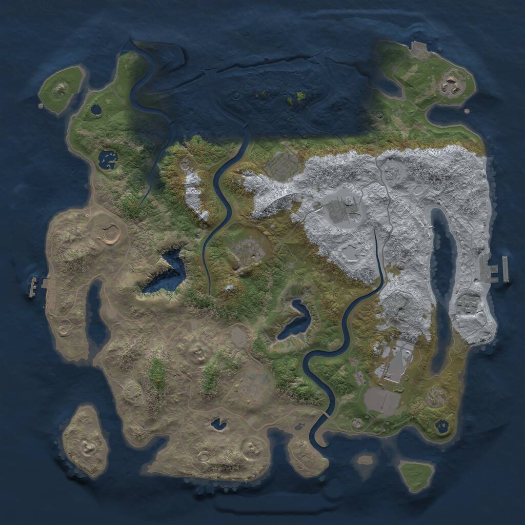 Rust Map: Procedural Map, Size: 4000, Seed: 51752, 15 Monuments
