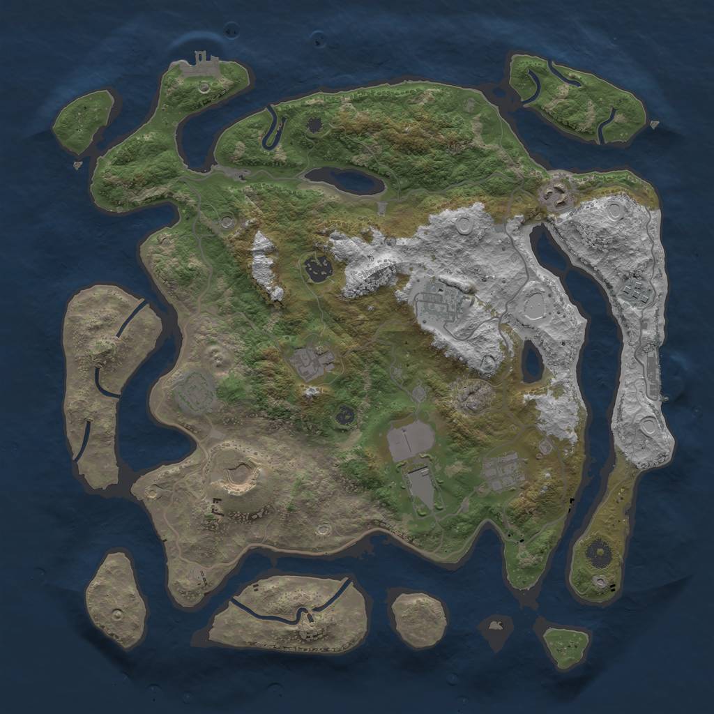 Rust Map: Procedural Map, Size: 4000, Seed: 51752, 20 Monuments