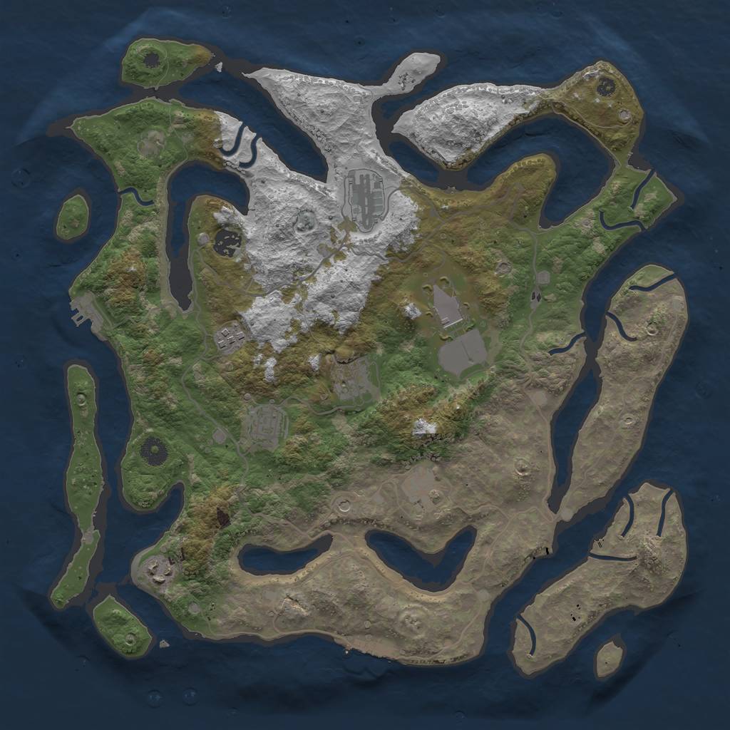 Rust Map: Procedural Map, Size: 4000, Seed: 2968, 13 Monuments