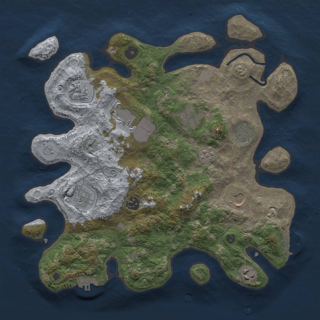 Rust Map: Procedural Map, Size: 3600, Seed: 243, 16 Monuments