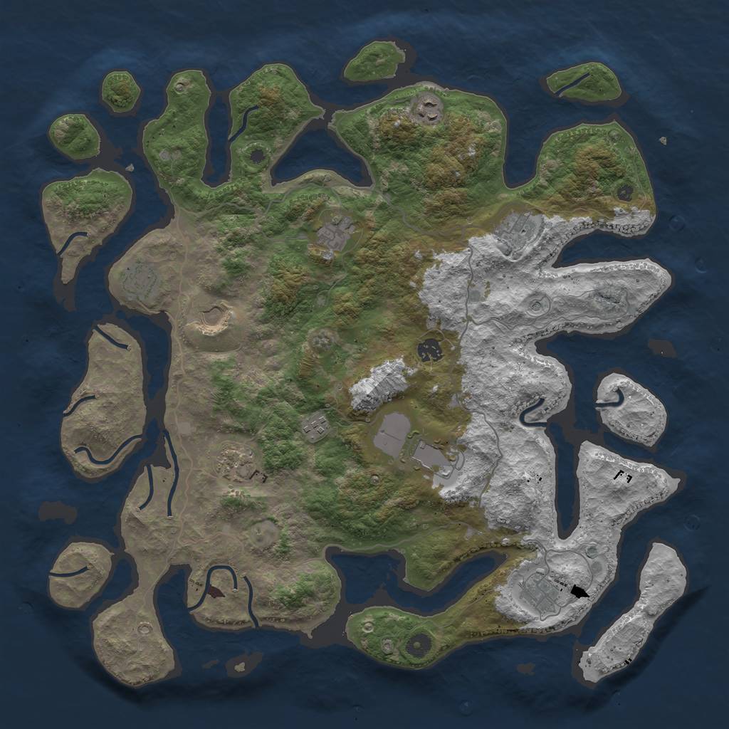 Rust Map: Procedural Map, Size: 4500, Seed: 1003485072, 13 Monuments