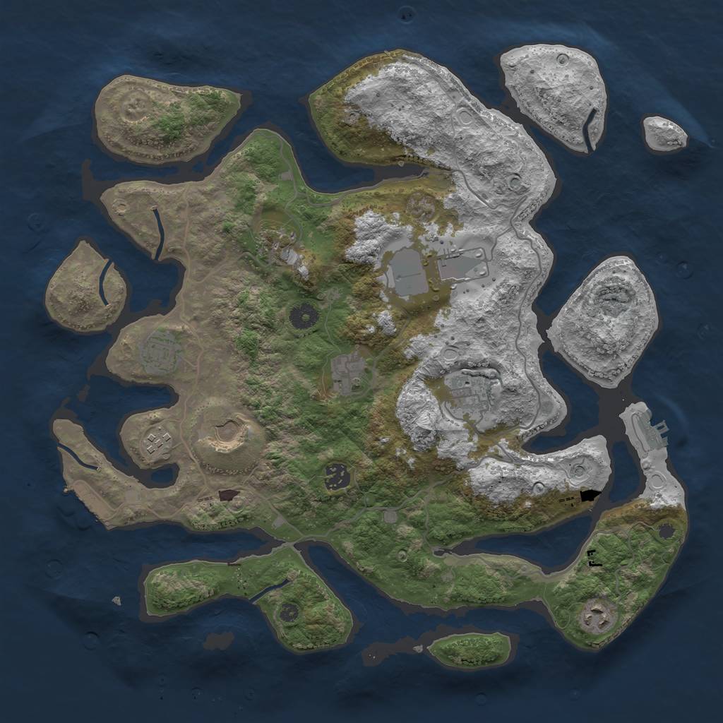 Rust Map: Procedural Map, Size: 4000, Seed: 927965010, 17 Monuments