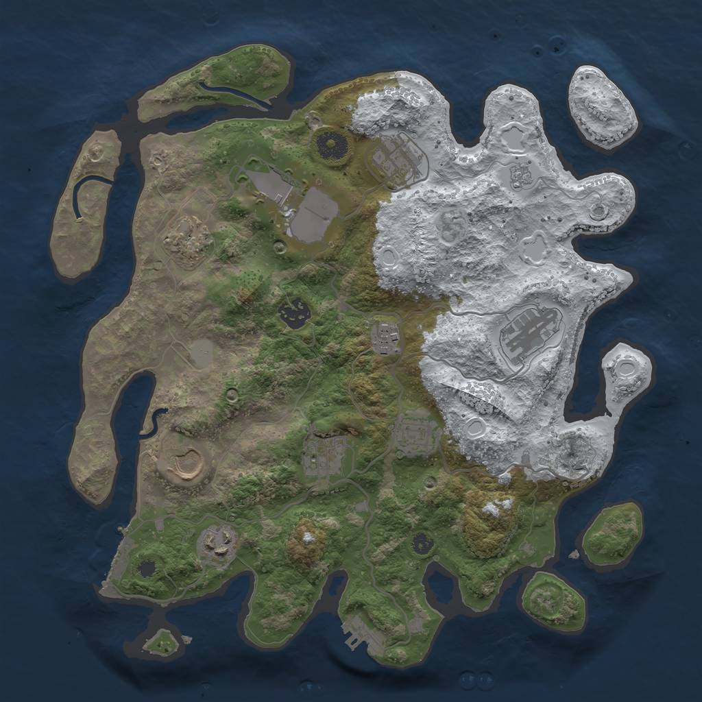 Rust Map: Procedural Map, Size: 3500, Seed: 239286, 18 Monuments