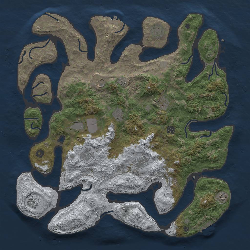 Rust Map: Procedural Map, Size: 4500, Seed: 38885, 20 Monuments