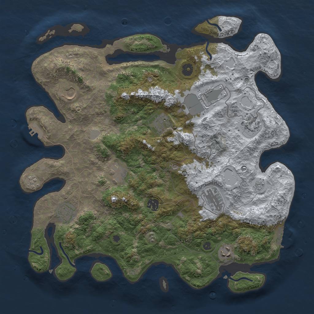 Rust Map: Procedural Map, Size: 3900, Seed: 9999999, 19 Monuments