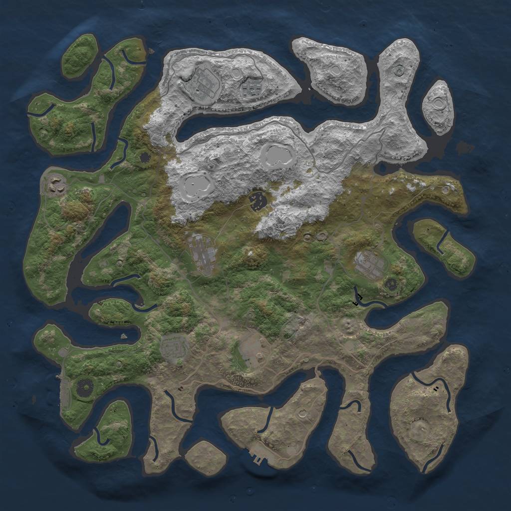 Rust Map: Procedural Map, Size: 4200, Seed: 105234650, 16 Monuments