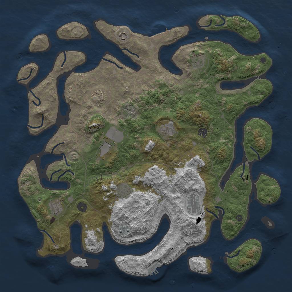 Rust Map: Procedural Map, Size: 4500, Seed: 119776326, 18 Monuments