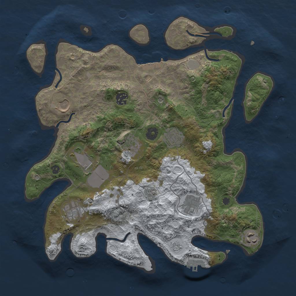 Rust Map: Procedural Map, Size: 3500, Seed: 354893, 18 Monuments