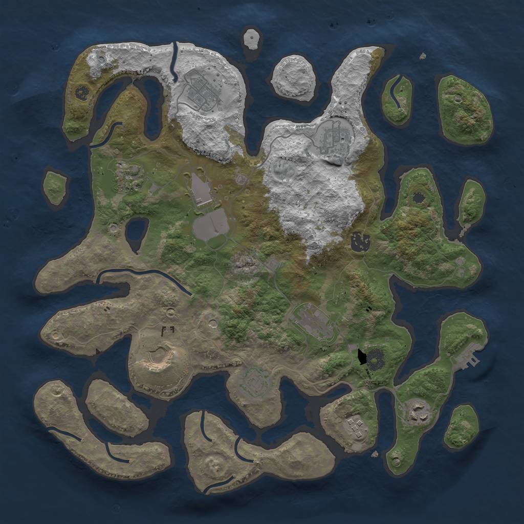 Rust Map: Procedural Map, Size: 3800, Seed: 81808451, 14 Monuments