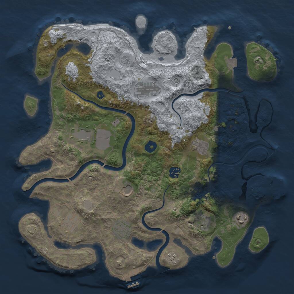 Rust Map: Procedural Map, Size: 3800, Seed: 81808451, 16 Monuments