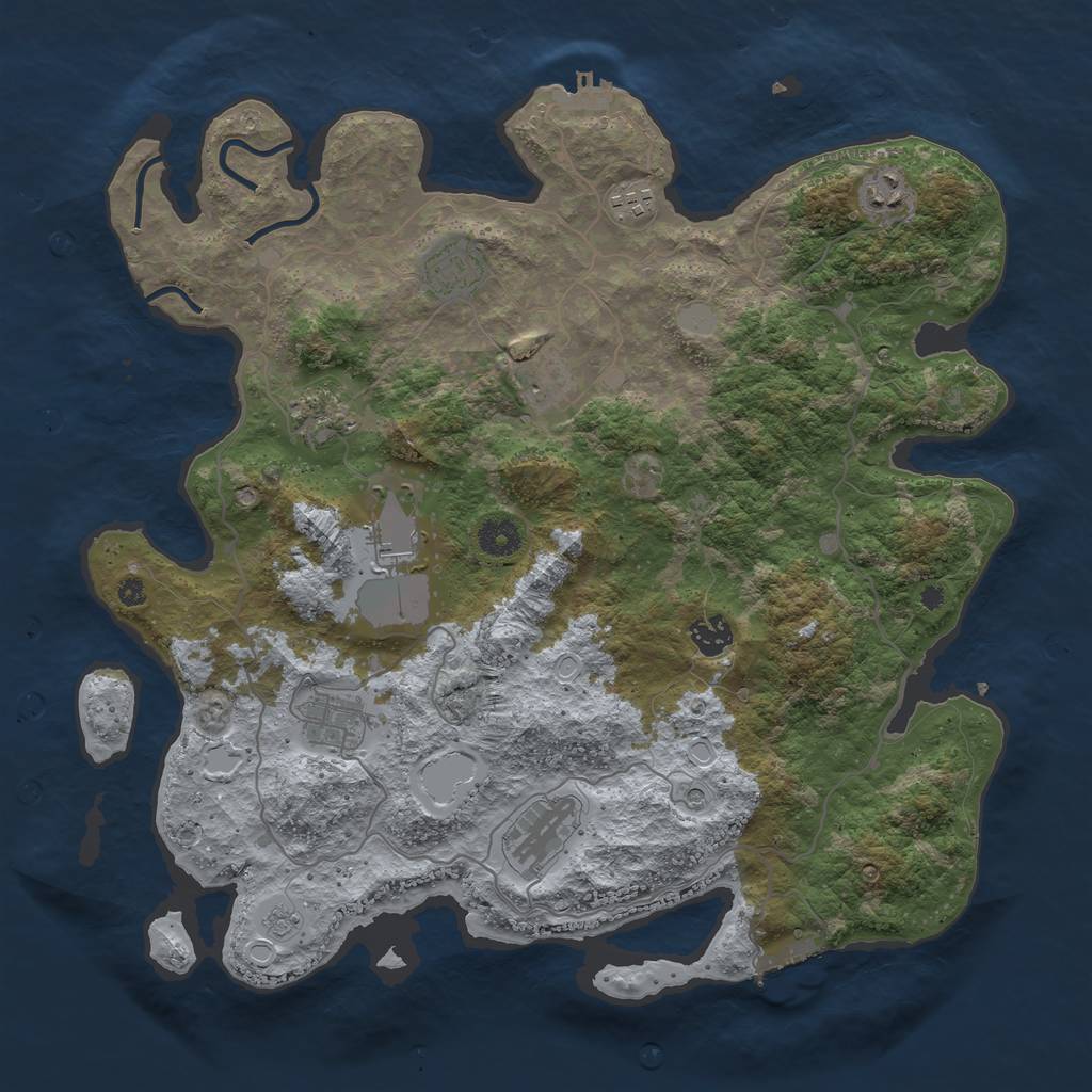 Rust Map: Procedural Map, Size: 4000, Seed: 2252021, 18 Monuments