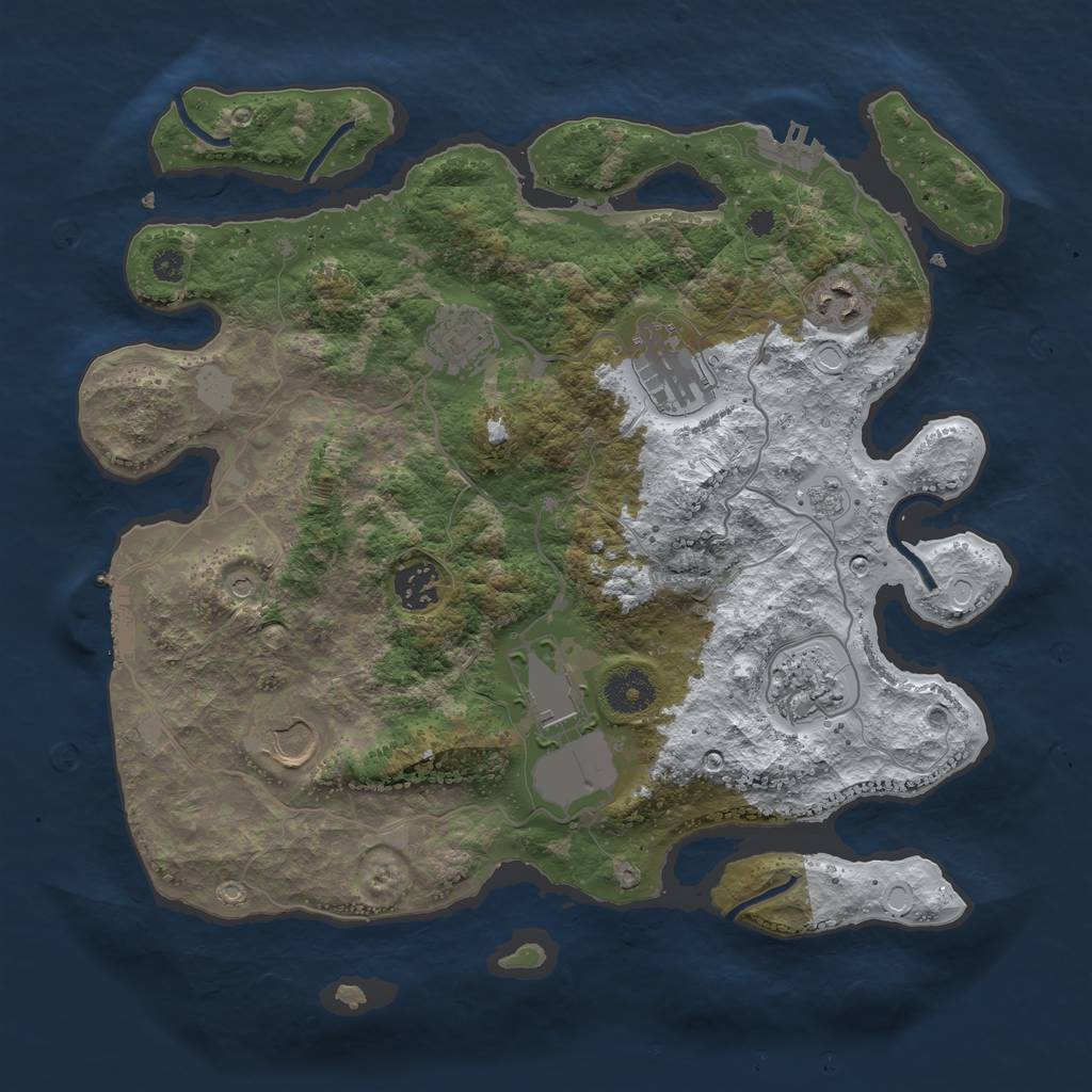 Rust Map: Procedural Map, Size: 3500, Seed: 739148651, 16 Monuments