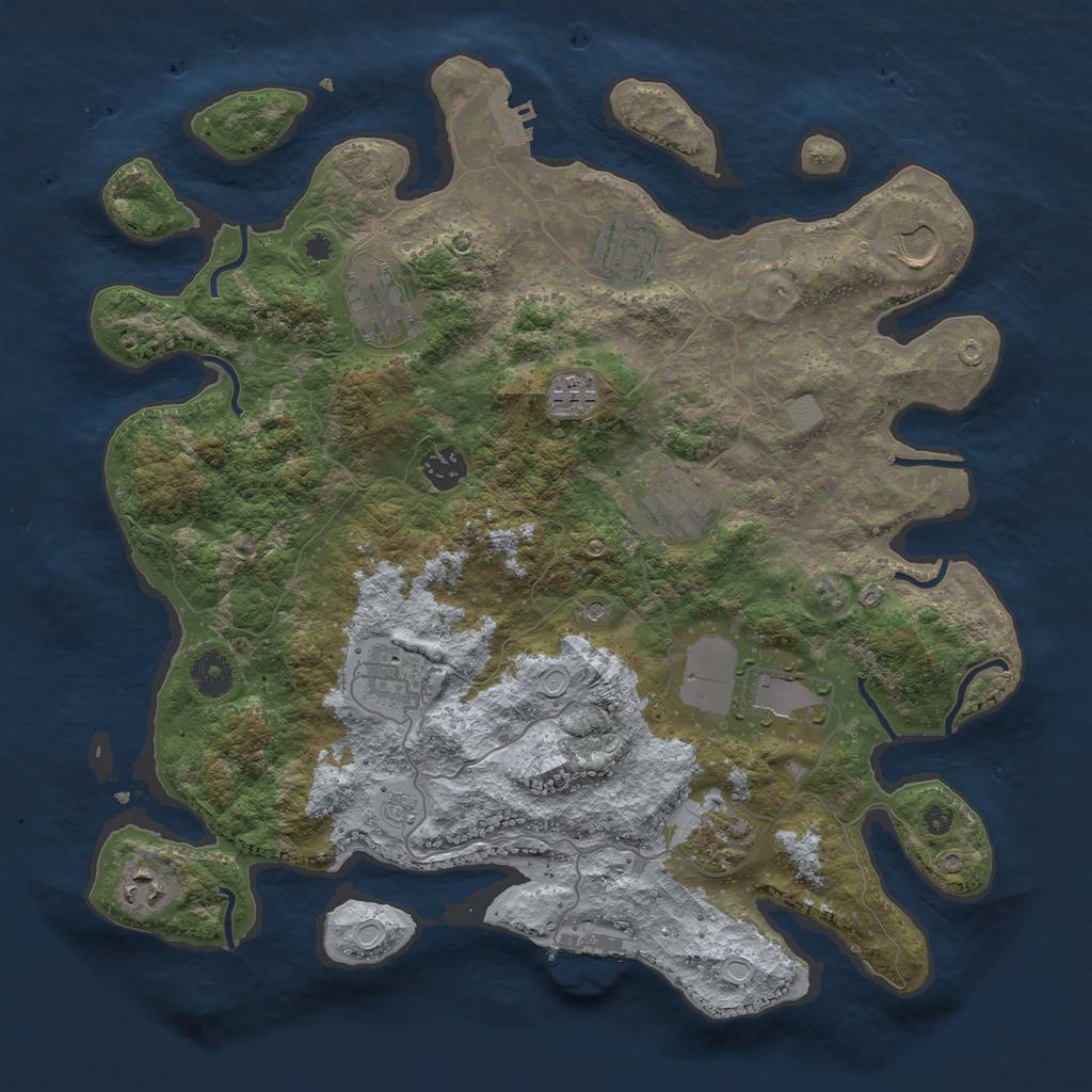 Rust Map: Procedural Map, Size: 3800, Seed: 67216, 19 Monuments