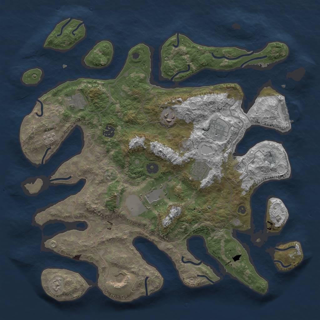 Rust Map: Procedural Map, Size: 4000, Seed: 89482, 18 Monuments