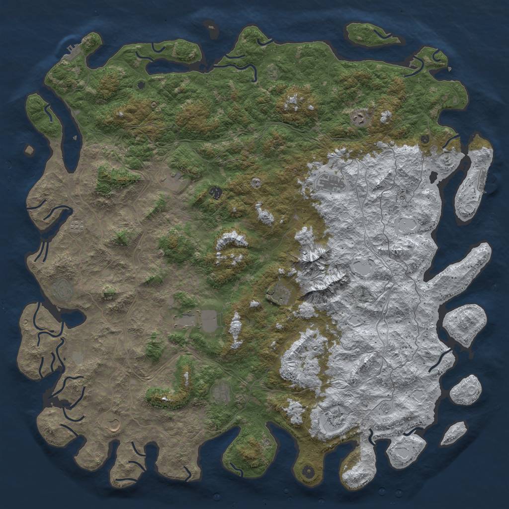 Rust Map: Procedural Map, Size: 6000, Seed: 733429197, 20 Monuments