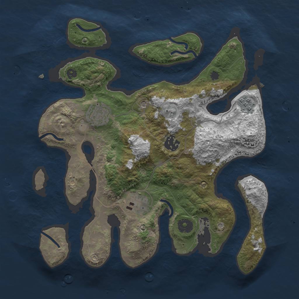 Rust Map: Procedural Map, Size: 3000, Seed: 9501787, 7 Monuments