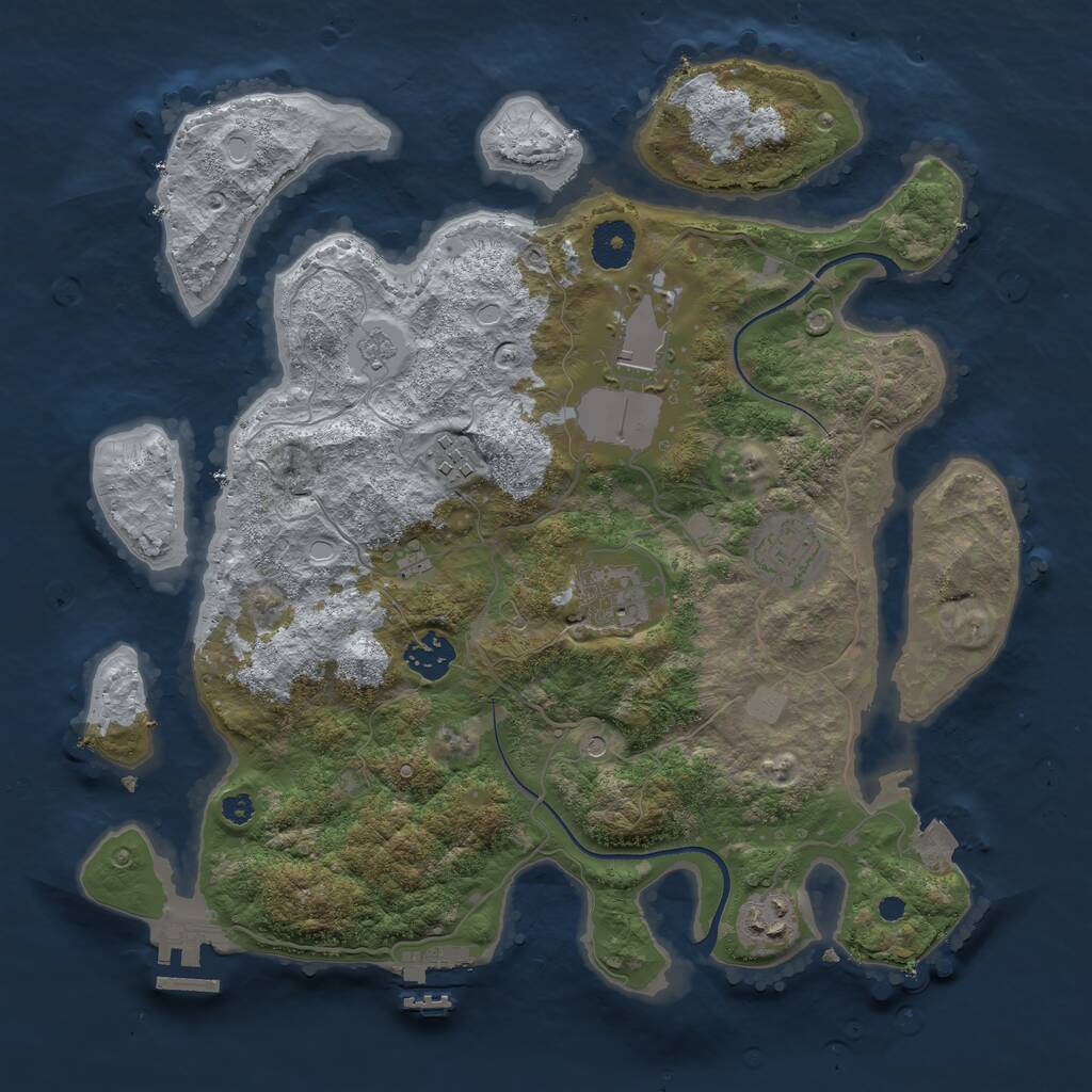 Rust Map: Procedural Map, Size: 3500, Seed: 1544, 11 Monuments