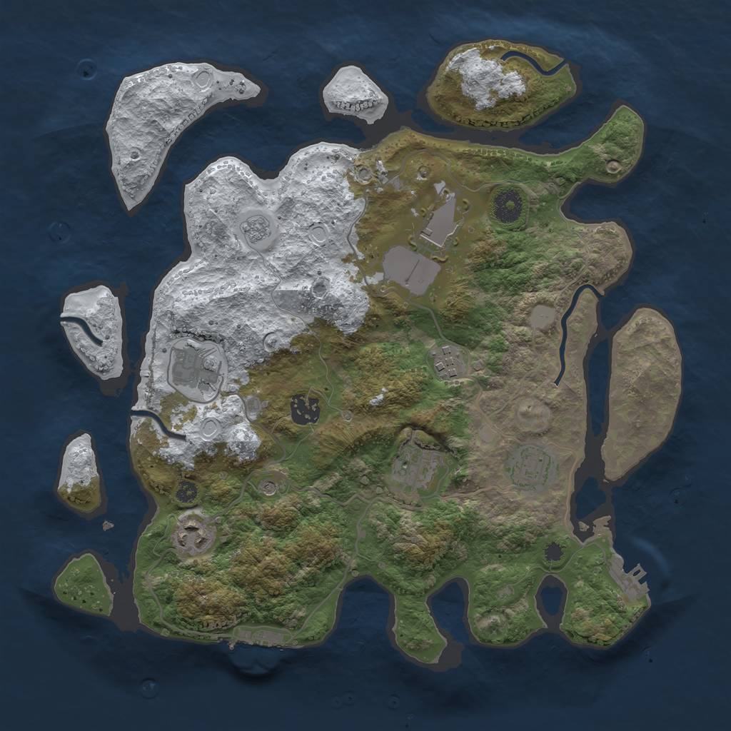 Rust Map: Procedural Map, Size: 3500, Seed: 1544, 16 Monuments