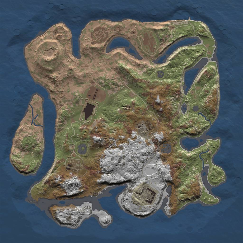 Rust Map: Procedural Map, Size: 3500, Seed: 35434543, 13 Monuments