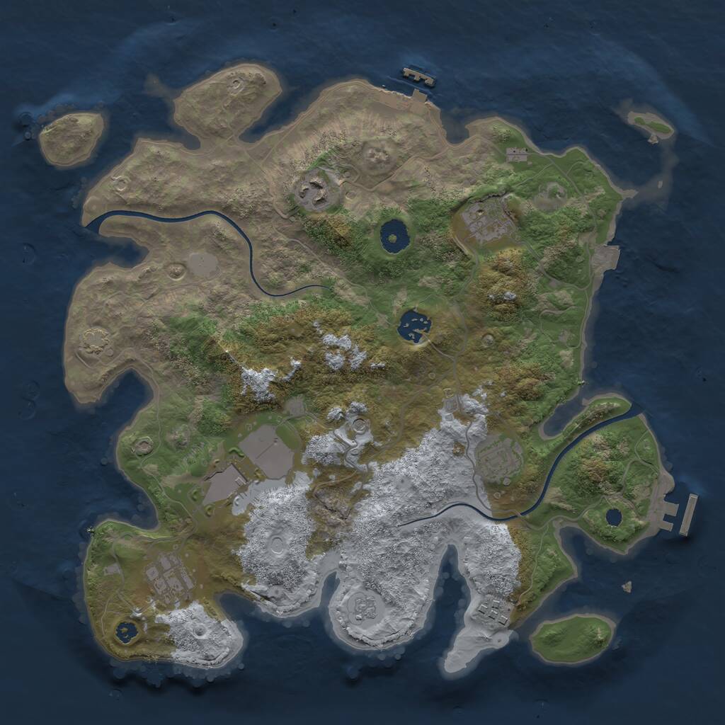 Rust Map: Procedural Map, Size: 3500, Seed: 35434543, 13 Monuments