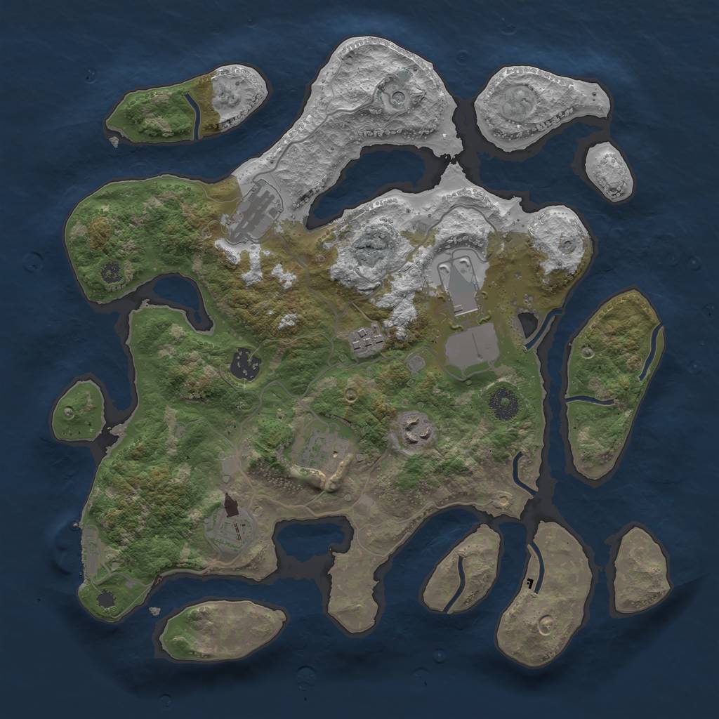 Rust Map: Procedural Map, Size: 3500, Seed: 8244822, 11 Monuments