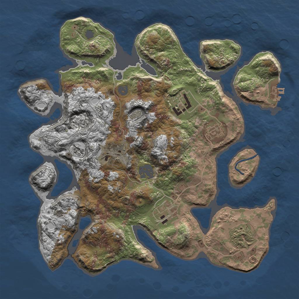 Rust Map: Procedural Map, Size: 3000, Seed: 1624356618, 11 Monuments