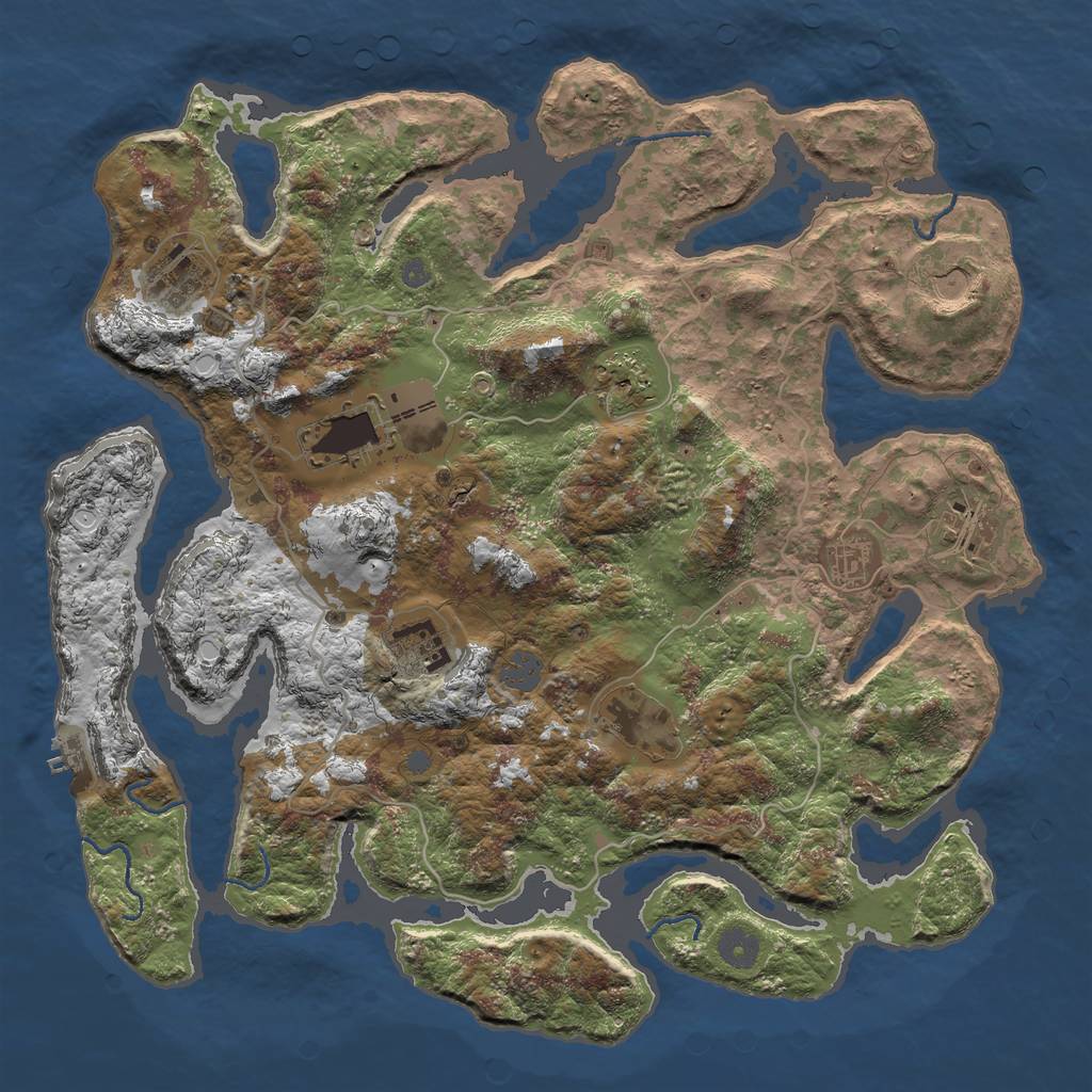 Rust Map: Procedural Map, Size: 4000, Seed: 4023, 14 Monuments