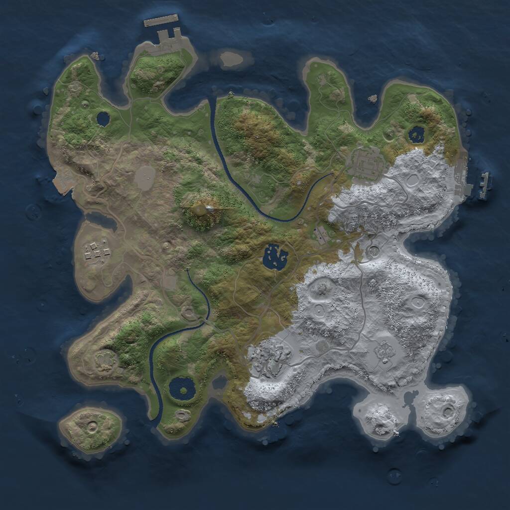 Rust Map: Procedural Map, Size: 3000, Seed: 14700, 10 Monuments