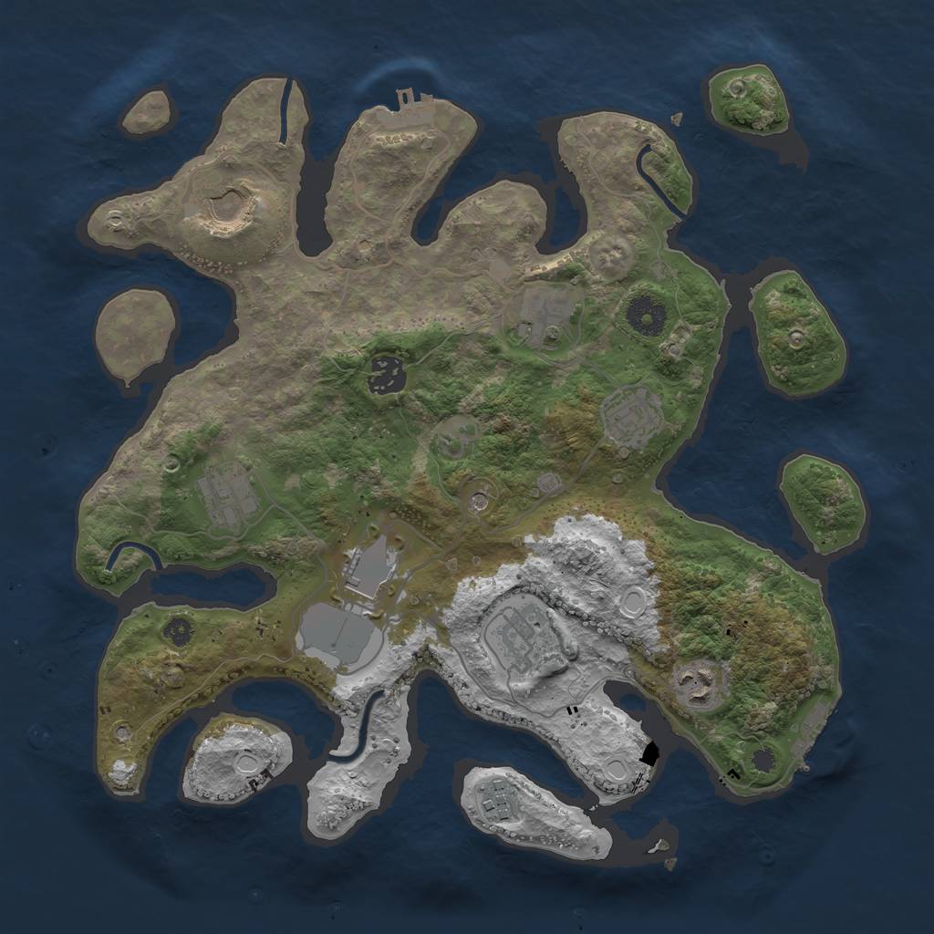 Rust Map: Procedural Map, Size: 3500, Seed: 10533, 20 Monuments