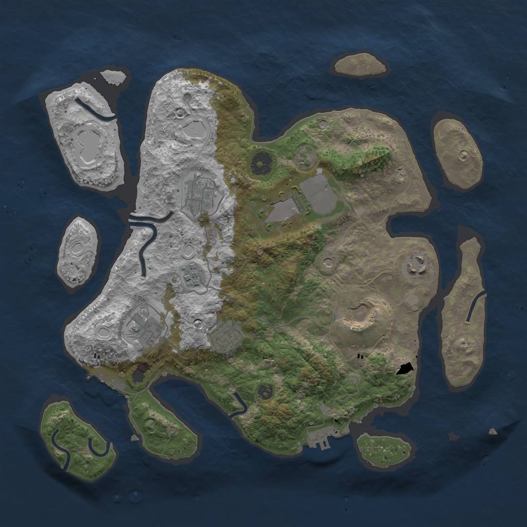 Rust Map: Procedural Map, Size: 3500, Seed: 62493, 15 Monuments