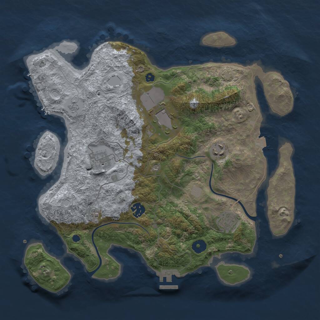 Rust Map: Procedural Map, Size: 3500, Seed: 62493, 11 Monuments