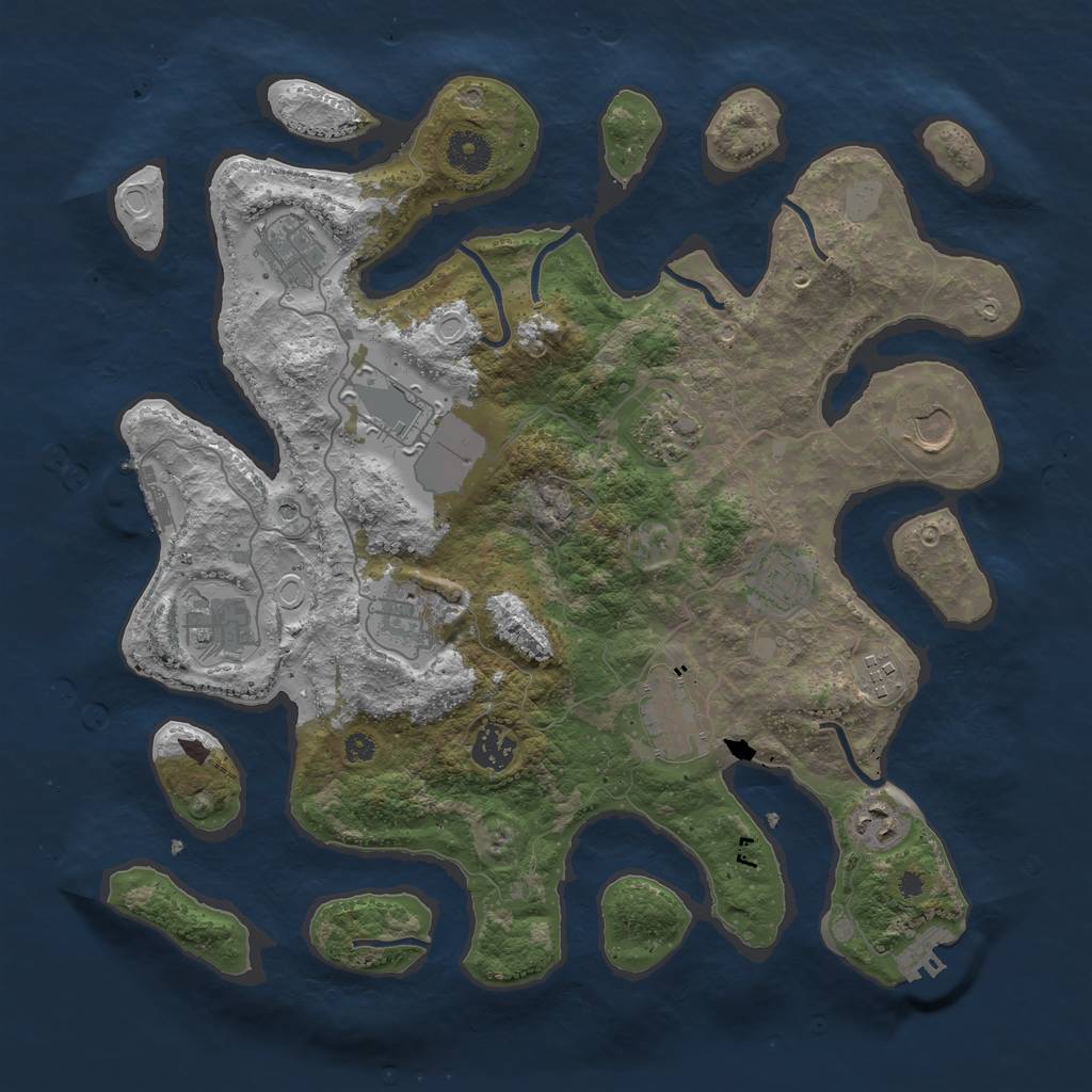 Rust Map: Procedural Map, Size: 3750, Seed: 2048, 19 Monuments