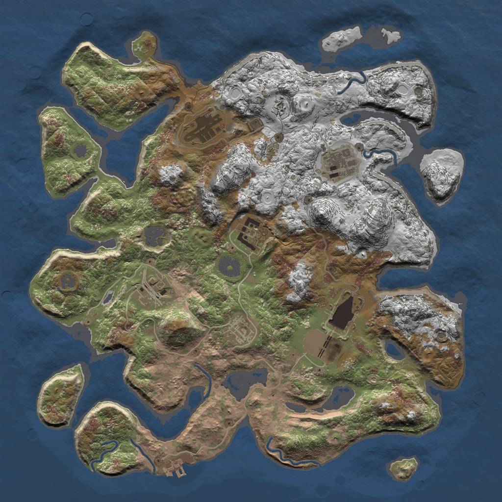 Rust Map: Procedural Map, Size: 3500, Seed: 765444, 12 Monuments