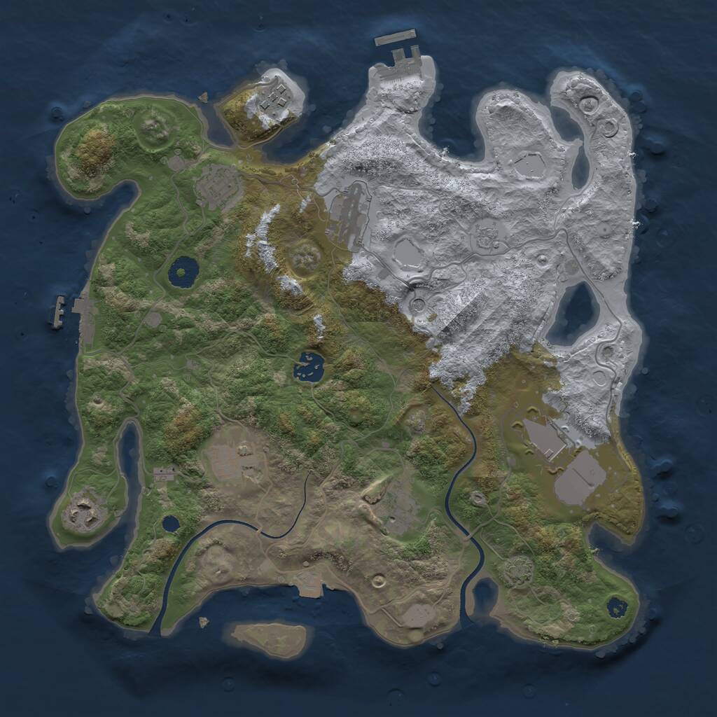 Rust Map: Procedural Map, Size: 3500, Seed: 765444, 14 Monuments