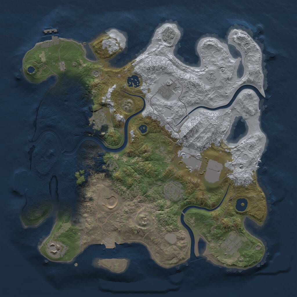 Rust Map: Procedural Map, Size: 3500, Seed: 765444, 15 Monuments