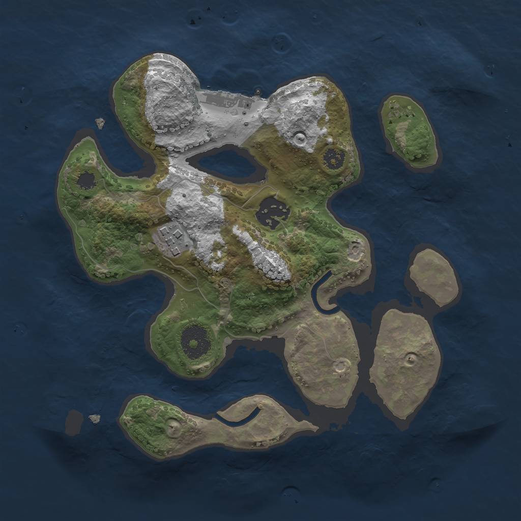 Rust Map: Procedural Map, Size: 2500, Seed: 2024426521, 5 Monuments