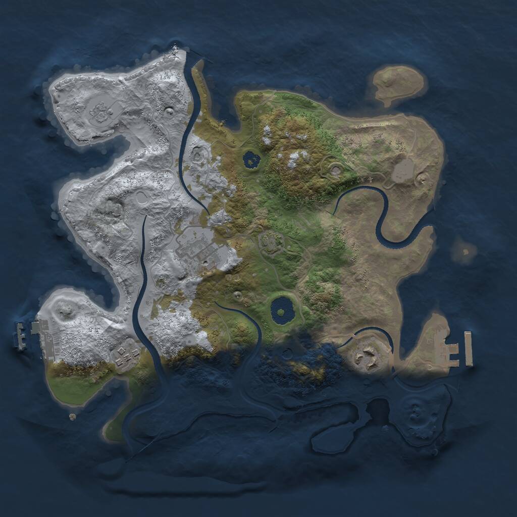 Rust Map: Procedural Map, Size: 3000, Seed: 1674588330, 9 Monuments