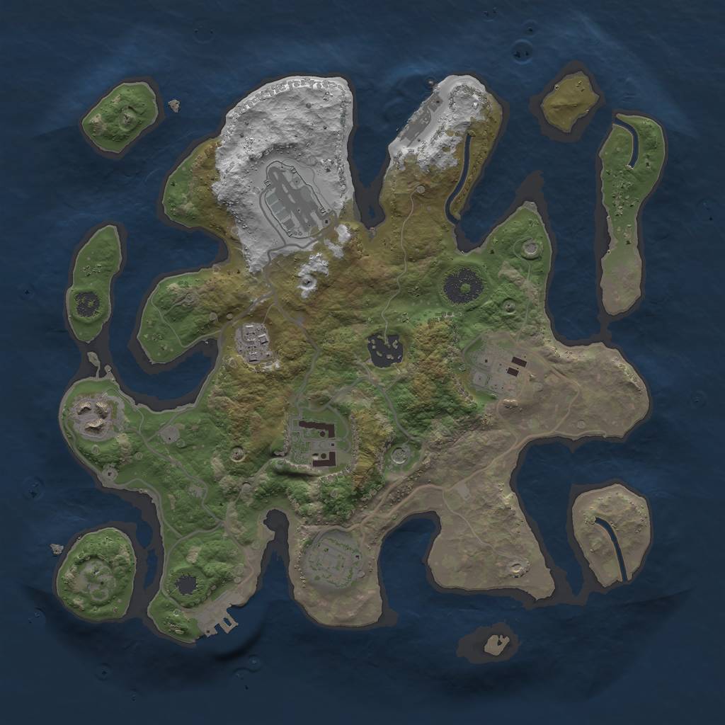 Rust Map: Procedural Map, Size: 3000, Seed: 1165967409, 12 Monuments