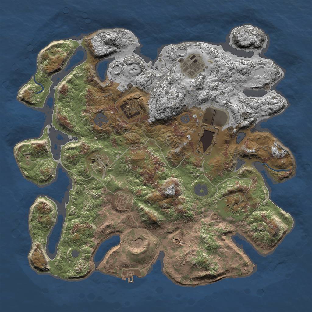 Rust Map: Procedural Map, Size: 3500, Seed: 877468080, 13 Monuments