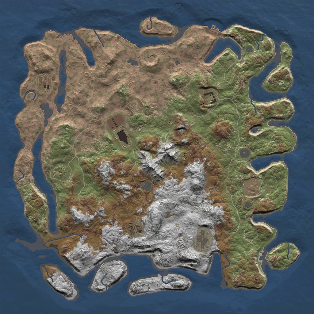 Rust Map: Procedural Map, Size: 5000, Seed: 50970, 16 Monuments