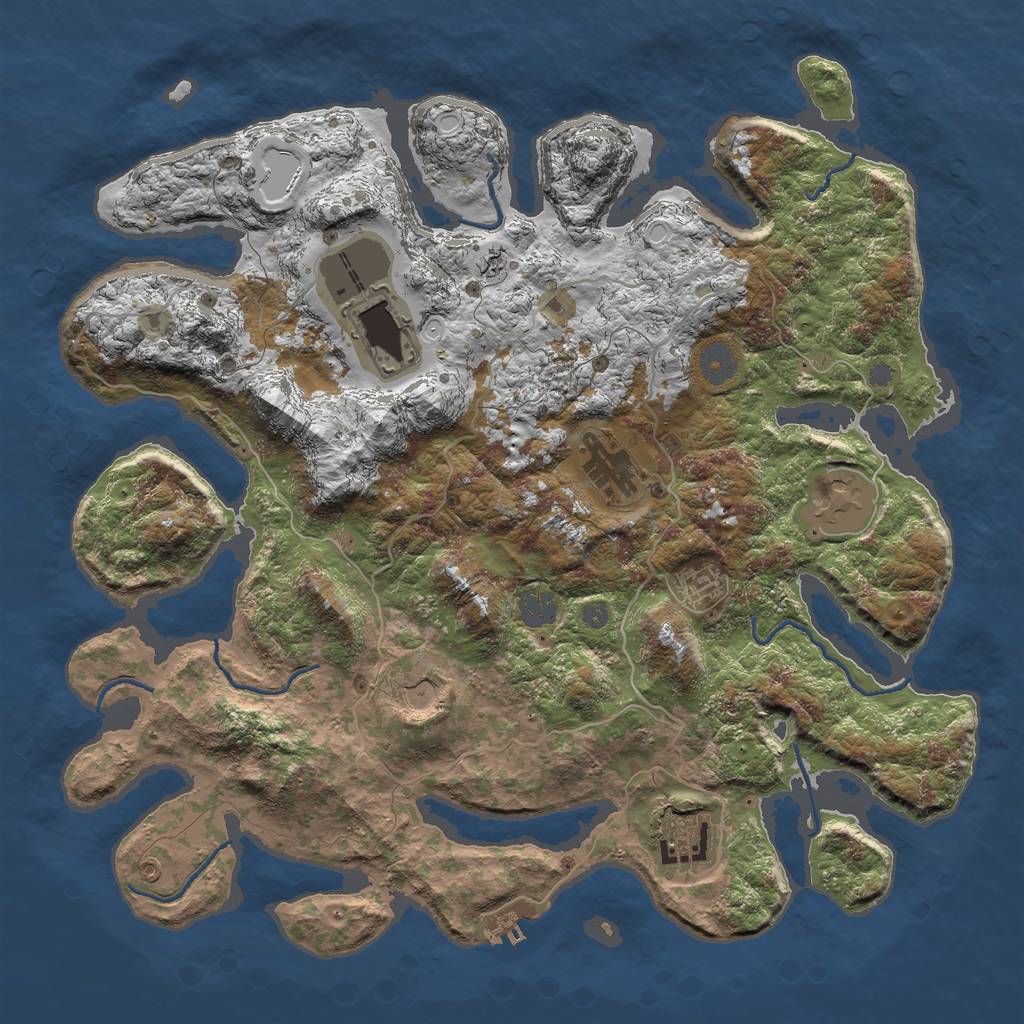 Rust Map: Procedural Map, Size: 4000, Seed: 578864, 12 Monuments