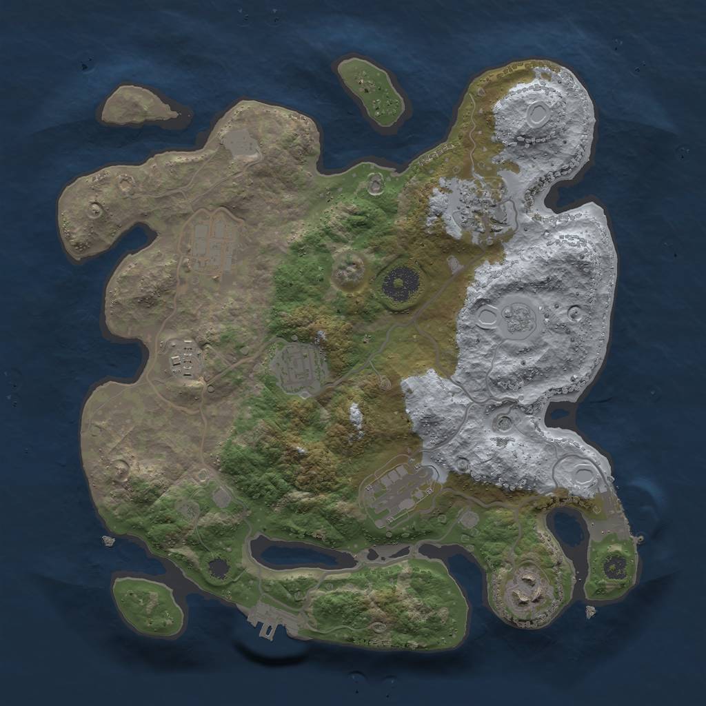 Rust Map: Procedural Map, Size: 3000, Seed: 44653354, 15 Monuments