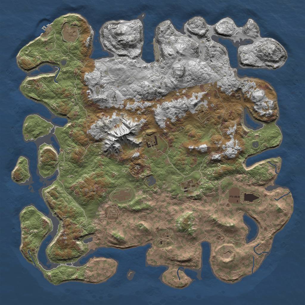 Rust Map: Procedural Map, Size: 5000, Seed: 1424, 16 Monuments