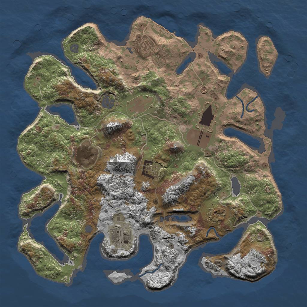 Rust Map: Procedural Map, Size: 3500, Seed: 1820368400, 13 Monuments