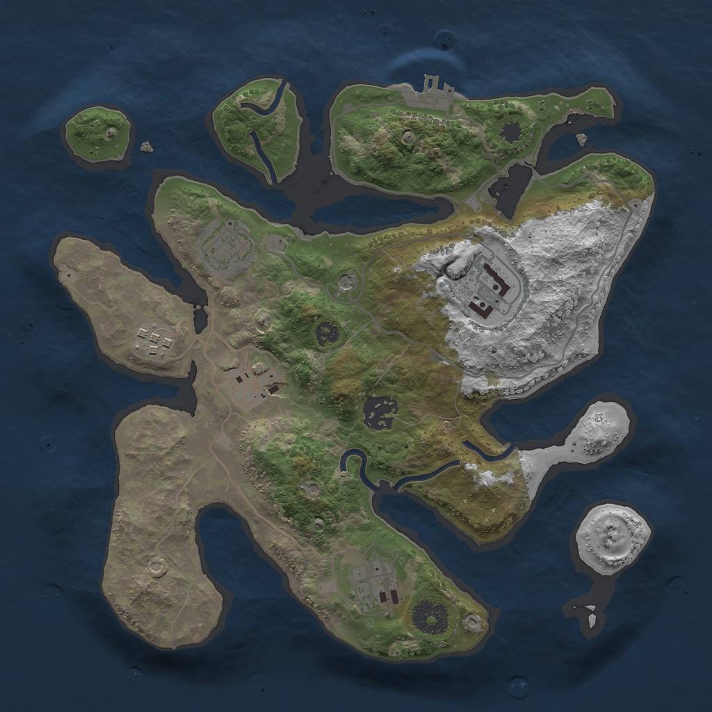 Rust Map: Procedural Map, Size: 3000, Seed: 47281, 10 Monuments