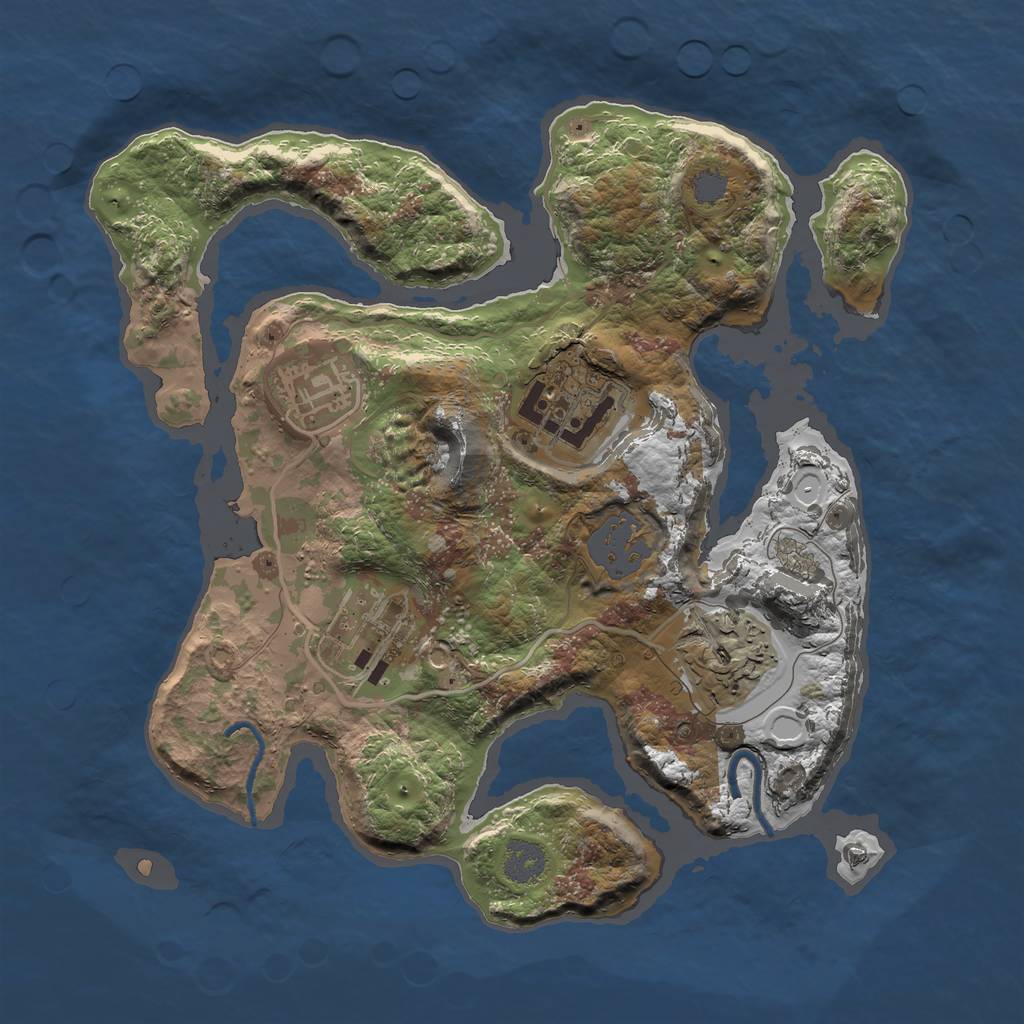 Rust Map: Procedural Map, Size: 2500, Seed: 1247578, 9 Monuments